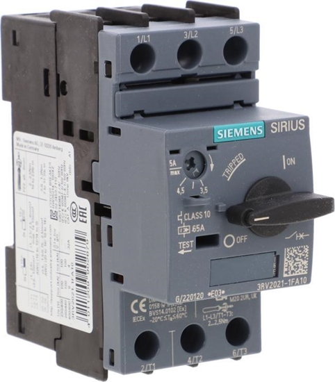 Picture of Siemens WYCZNIK SILNIKOWY SZ S0 CLASS 10 3.5-5A 3RV2021-1FA10