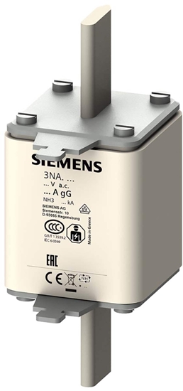 Picture of Siemens Wkadka topikowa NH 250A 500V klasa gG standardowa wersja zaczepy nieizolowane wielko 3 3NA3344