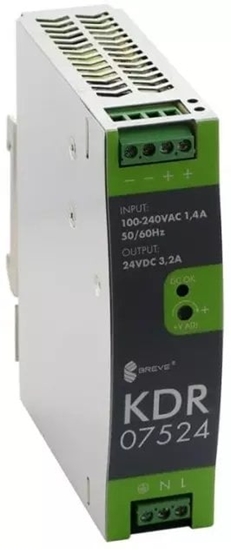Picture of SilentiumPC Zasilacz impulsowy KDR 07524 230/ 24VDC 3,2A 76,8W na szyn DIN, Napicie: 88-264VACVAC, Ta70, 17000-1824