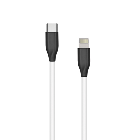 Изображение Silicone cable USB Type-C - Lightning (white, 1m)