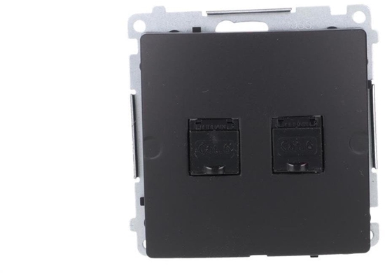 Изображение Kontakt-Simon Simon Basic Gniazdo komputerowe RJ45, kat 6, podwójne z przeson przeciwkurzow (modu) czarny BM62.01/49