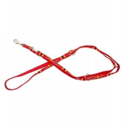 Изображение Smycz dla psa, wzór etniczny, regulowana, tama polipropylenowa, 20mm/220cm czerwona