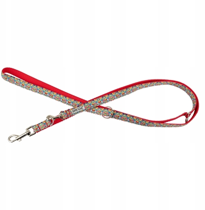 Picture of Smycz dla psa, wzór folk, regulowana, tama, 10MM/220CM czerwona
