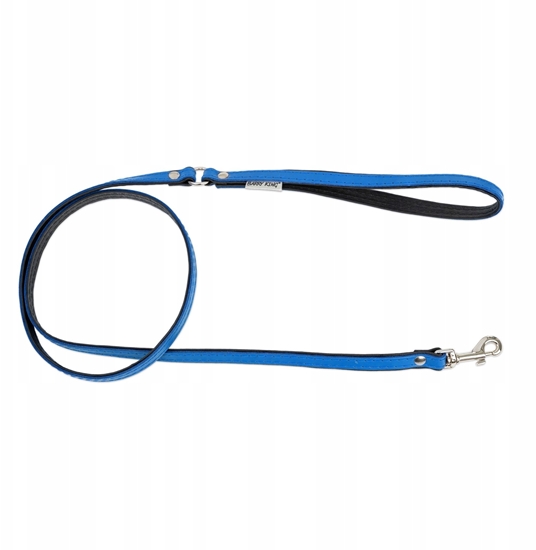 Picture of Smycz skórzana dla psa, niebieski/czarny, M-L, 20mm/120cm