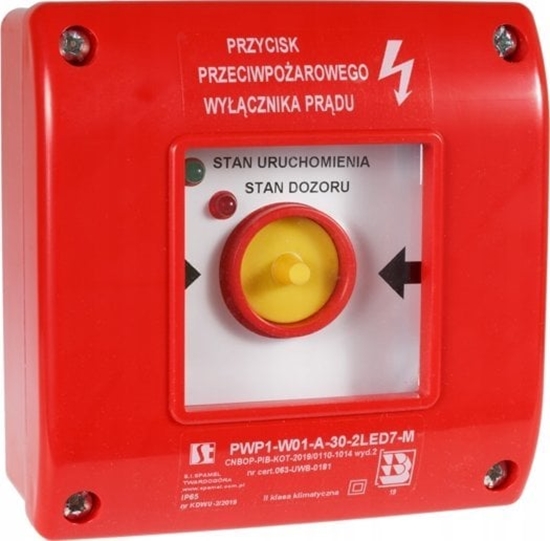 Picture of Spamel Rczny przycisk p.po wycznika prdu PWP1(1NO i 1NC)z moteczkiem i z certyfikatem zielony/czerwony PWP1-W01-B-11-2LED11-M