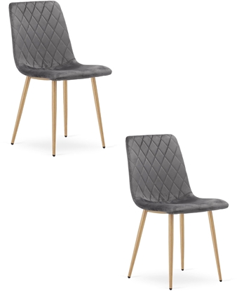 Picture of Springos Krzeso tapicerowane welurowe ciemnoszare do jadalni x2