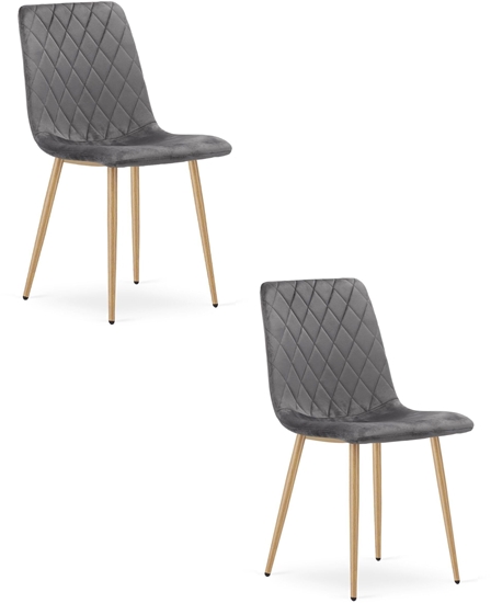 Picture of Springos Krzeso tapicerowane welurowe ciemnoszare do jadalni x2