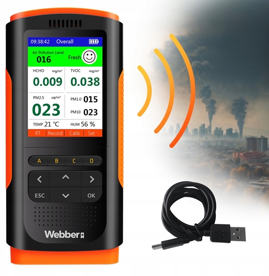 Picture of Stacja Jakoci Powietrza UP900 7w1 PM2.5 PM10 HCHO TVOC USB Webber