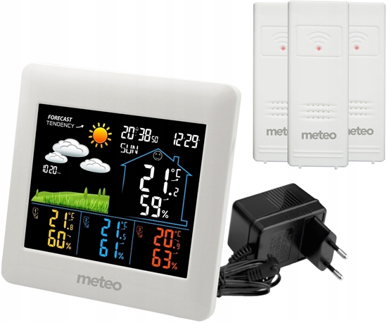 Picture of STACJA POGODOWA Z DCF METEO SP106 POGODYNKA 3 CZUJNIKI