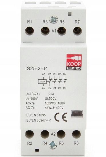 Picture of Stycznik moduowy 25-04 25A 4NC 230V 2P 3-FAZ IS25-2-04