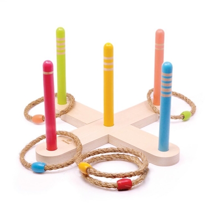 Изображение Svoora drewniana gra w rzucanie piercieniami na zewntrz dla dzieci i rodziny 6  ringów