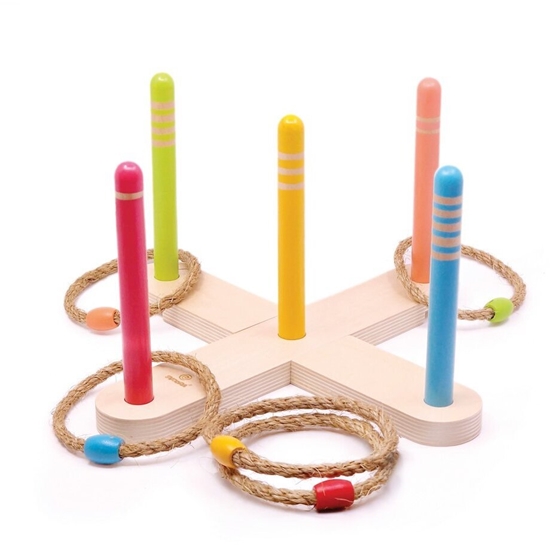 Изображение Svoora drewniana gra w rzucanie piercieniami na zewntrz dla dzieci i rodziny 6  ringów