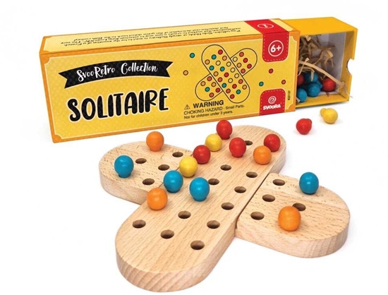 Изображение Svoora Drewniany Solitaire gra planszowa dzieciom 6+  retro strategia