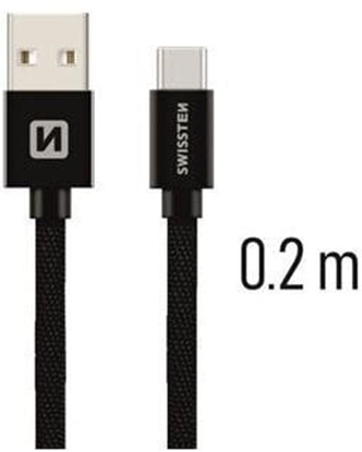 Изображение Swissten Textile Universal Quick Charge 3.1 USB-C Data and Charging Cable 20 cm