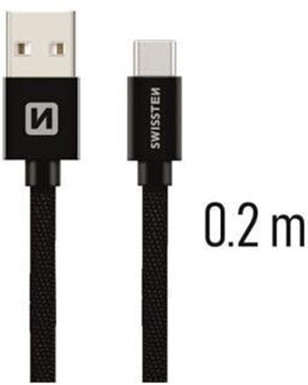 Изображение Swissten Textile Universal Quick Charge 3.1 USB-C Data and Charging Cable 20 cm