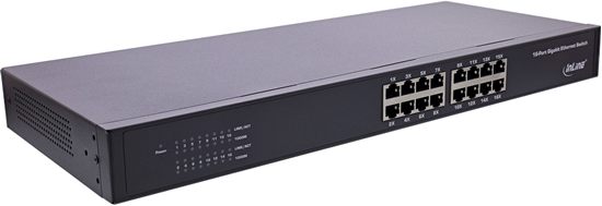 Picture of Switch InLine InLine® Gigabit Network Switch 16-Port, 1Gb/s, 19" 1U, metal, fanless