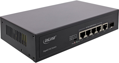Attēls no Switch InLine InLine® PoE+ Gigabit Network Switch 5 Port (4x PoE+), 1xSFP, 1Gb/s, desktop, metal, without fan