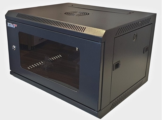Picture of Szafa Lexi-NET LEXI-Net 19" szafa cienna 6U 600x450, nosno 60 kg, szklane drzwi, rozoony, czarny