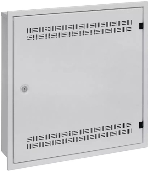 Изображение Szafa Solarix rozdzielacz LC-18 do ciany z listwami 2U, 4U i 11U 550x550 szary RAL7035 z ramk do zabudowy LC-18-55-15-W-G