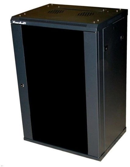 Picture of Szafa XtendLan 19" cienny rozdzielacz 22U 600x600, nosno 60 kg, szklane drzwi dymne, rozoony, czarny