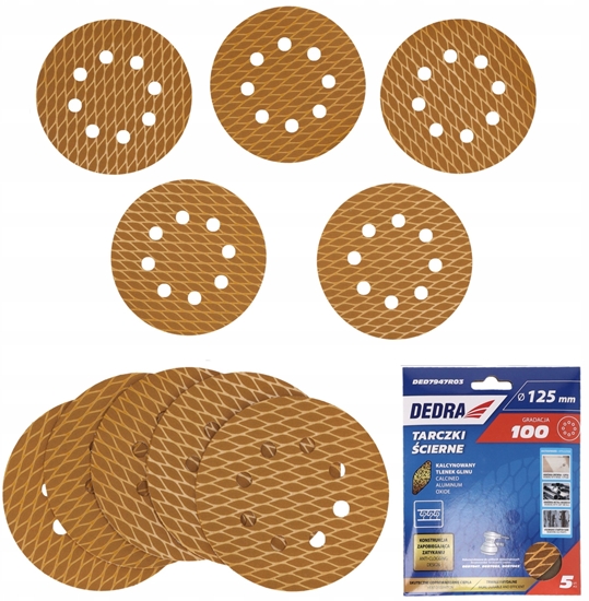 Изображение Tarczki cierne Anti-clog 125mm, #100, rzep, zestaw 5szt