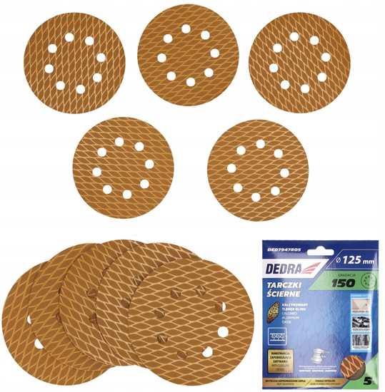 Изображение Tarczki cierne Anti-clog 125mm, #150, rzep, zestaw 5szt