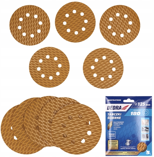 Изображение Tarczki cierne Anti-clog 125mm, #180, rzep, zestaw 5szt