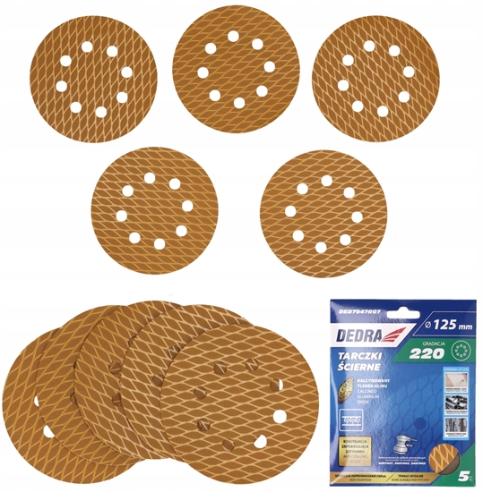Изображение Tarczki cierne Anti-clog 125mm, #220, rzep, zestaw 5szt