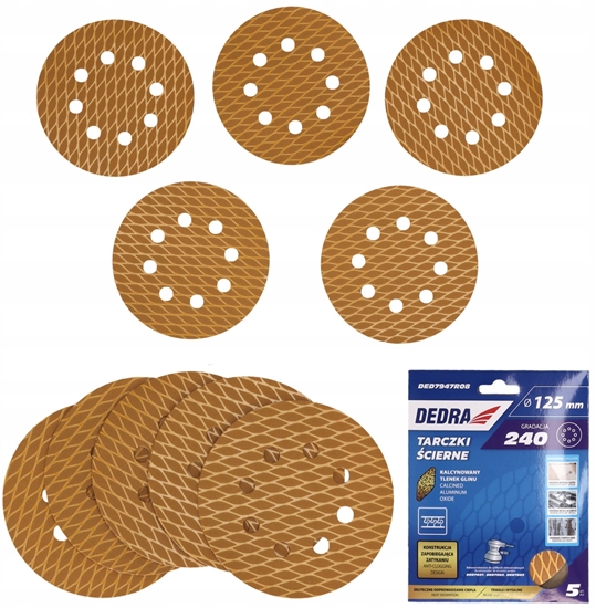 Изображение Tarczki cierne Anti-clog 125mm, #240, rzep, zestaw 5szt