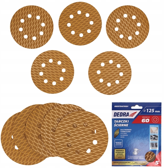 Изображение Tarczki cierne Anti-clog 125mm, #60, rzep, zestaw 5szt