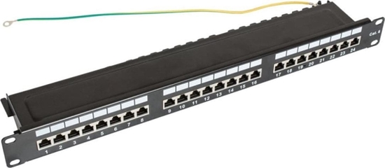 Изображение TKH Panel kat.6 19 cali 1U, 24xRJ45 FTP czarny z pók CCAS-PA6-24STP-O-2