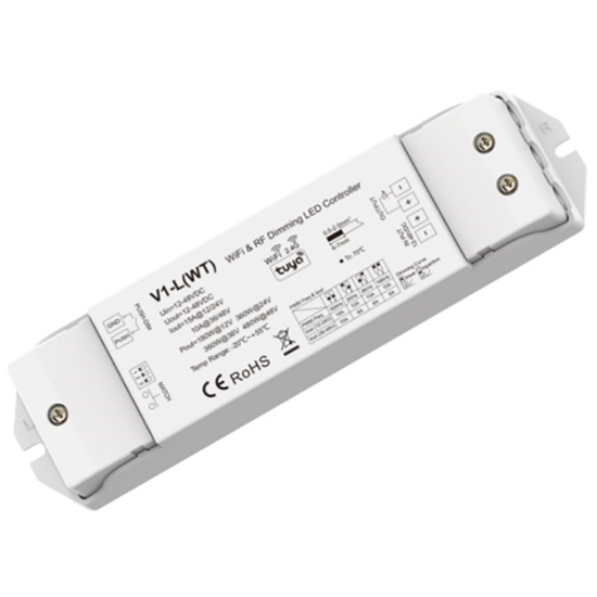 Изображение V1-L(WT) nuolatins tampos valdiklis 12-48V, 1x15A, Push-Dimm, Tuya, Wi-Fi