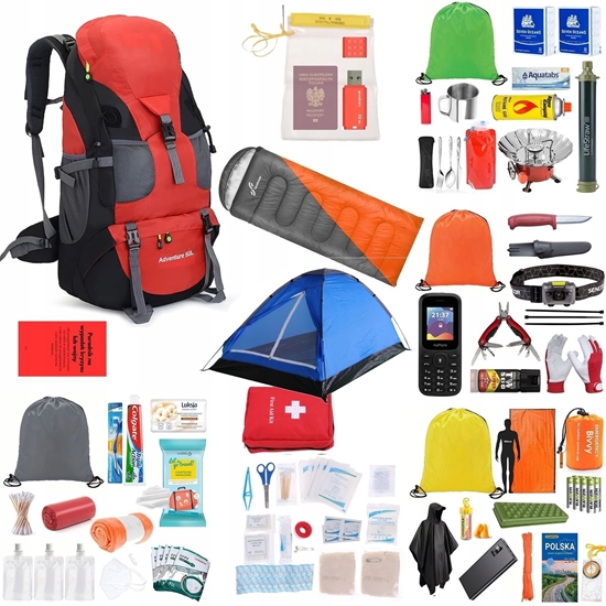 Picture of vidaXL Plecak Ewakuacyjny Z Wyposaeniem Zestaw Wszystko Co Potrzeba Readypack X2 Czerwony