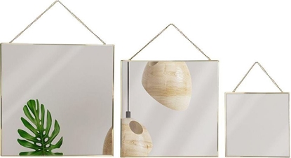 Изображение Vilde Kwadratowe lustro na acuszku w zotej metalowej ramie 3 sztuki