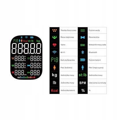 Attēls no Waga azienkowa Analityczna 16 Parametrów Apple Health, Google Fit, IF1321B