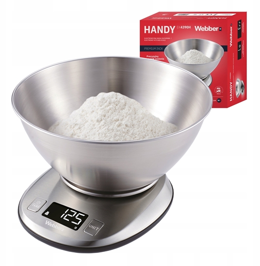Picture of Waga kuchenna WEBBER EK4390 INOX stal nierdzewna LCD 5kg 1g misa tarowanie