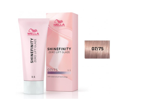 Picture of Wella Professionals Shinefinity Zero Lift Glaze 07/75 Raspberry Latte Hair Color Gel 60 ml