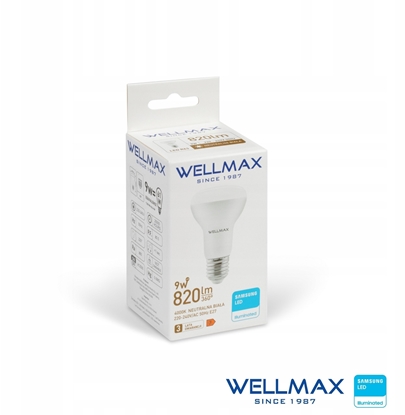 Picture of Wellmax arówka LED R63 E27 9W 91lm/W 820lm Neutralny 4000K SAMSUNG / GOL1R63N09