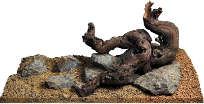 Attēls no WIO Tan Savage River, zestaw do dekoracji, do akwarium, jasny piasek i ciemne kamienie, 6 kg, pudeko