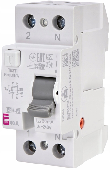 Изображение Wycznik rónicowoprdowy 2P 40A 0,03A typ A 6kA EFI6-P2 A 40/0.03 002061262