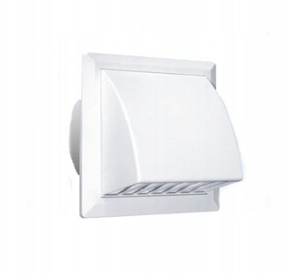 Attēls no Wylot cienny z zaworem zwrotnym i okapem 187x187mm fi 125mm biay MW122AZPK