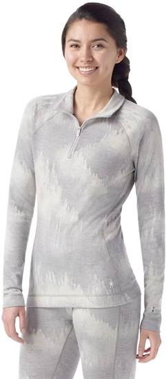 Picture of W'S Classic Thermal Merino Base Layer 1/4 Zip Boxed, M74 | light gray foggy pines, XS