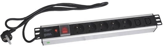 Picture of XtendLan 19" rozvodny panel 5x230V, 2xIEC320-C13, norma czeska, vypína, indikátor naptí, nadproudová ochrana, kabel 1,8m, 1,5U