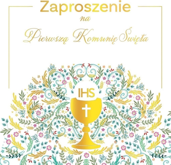Picture of Zaproszenie - Komunia pattern IHS (5szt)