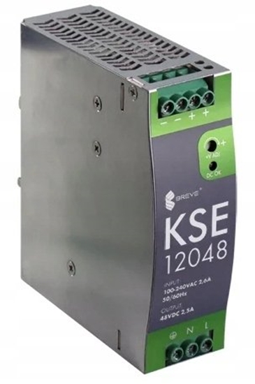 Picture of Zasilacz impulsowy KSE 12048M 230/ 48VDC 2,5A 120W na szyn DIN, Uzas: 96-264VAC Uwyj: 48-50VDC, Ta70, 17000-1547