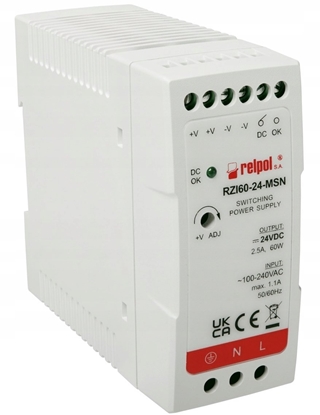 Изображение Zasilacz impulsowy moduowy 90-264 V AC 12 V DC 4,5A moc 54W 2617008 RZI60-12-MN