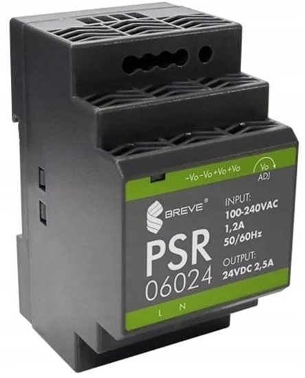 Picture of Zasilacz SilentiumPC Zasilacz impulsowy PSR 06024 230/ 24VDC 2,5A 60W na szyn DIN, Napicie: 85-264VACVAC, Ta70, 17000-1563