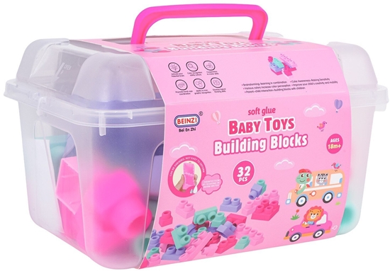 Изображение Zestaw Mikkich Klocków 32el. Róowe + Walizka