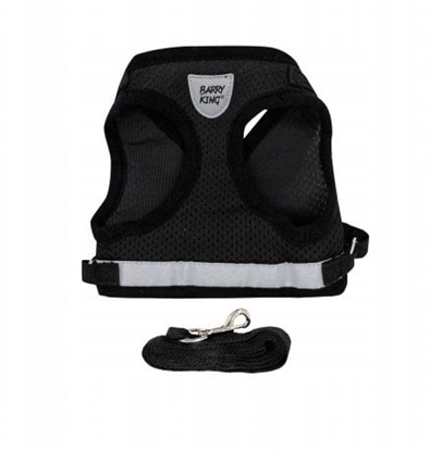Picture of Zestaw, szelki+smycz, dla psa, czarny, poliester, rozmiar S, elementy odblaskowe