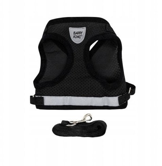 Picture of Zestaw, szelki+smycz, dla psa, czarny, poliester, rozmiar S, elementy odblaskowe